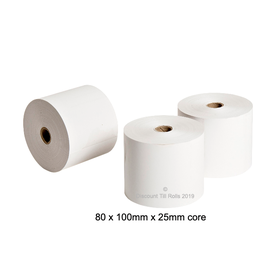 80x100x25mm Core Thermal Ticket Rolls (105gsm) (10 Roll Box)