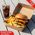 #12 Kraft Clamshell Menu Box with a cheese burger and chips