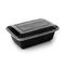 24oz black base and clear lid microwavable containers, eco-friendly and perfect for meal prep and storage.