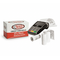 A BRANDED box of 57x325mm coreless credit card rolls and terminal from Discount Till Rolls with 3 credit card rolls in front